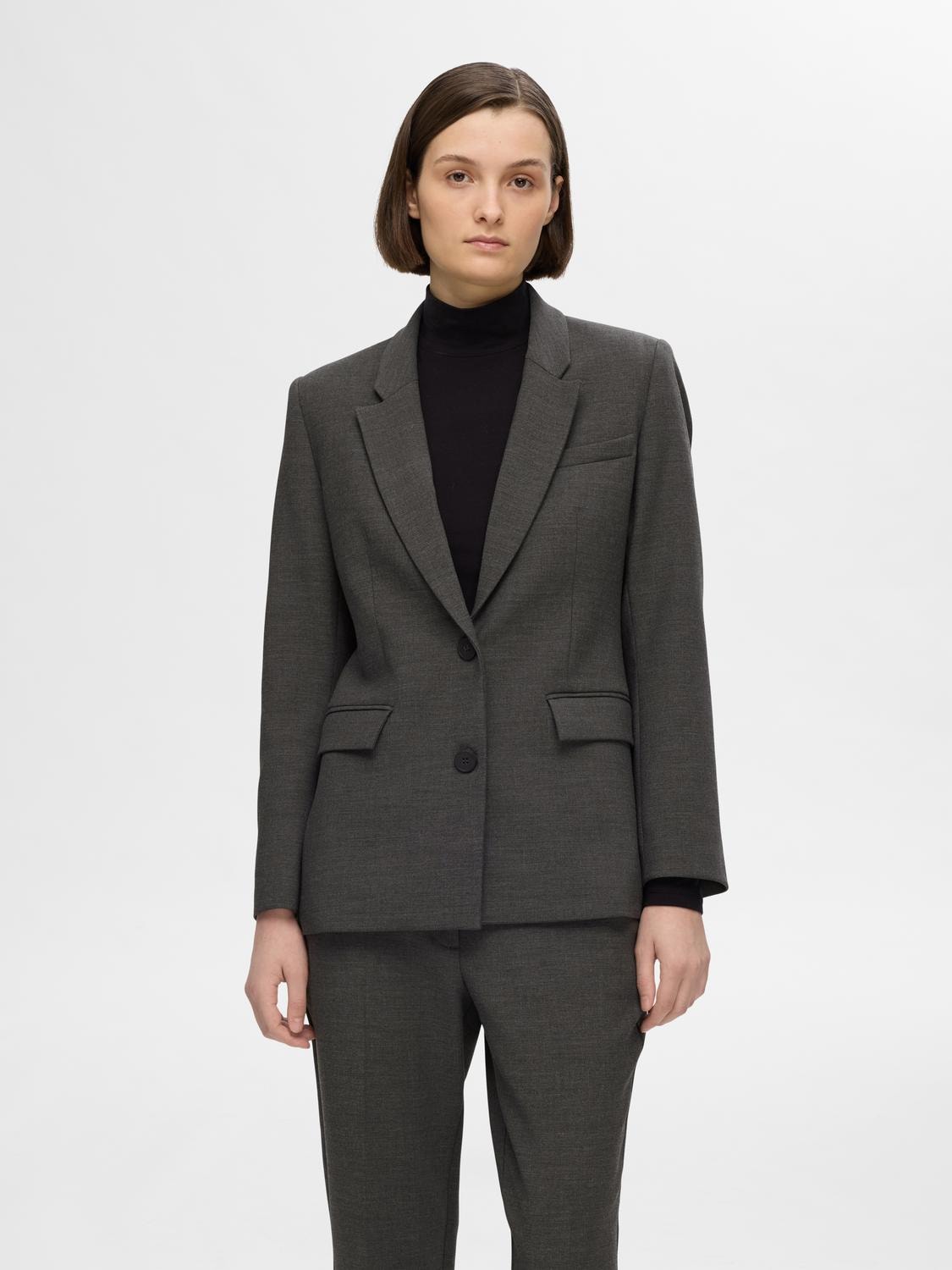 Rita Ls Classic Blazer Dgm - Dark Grey Melange