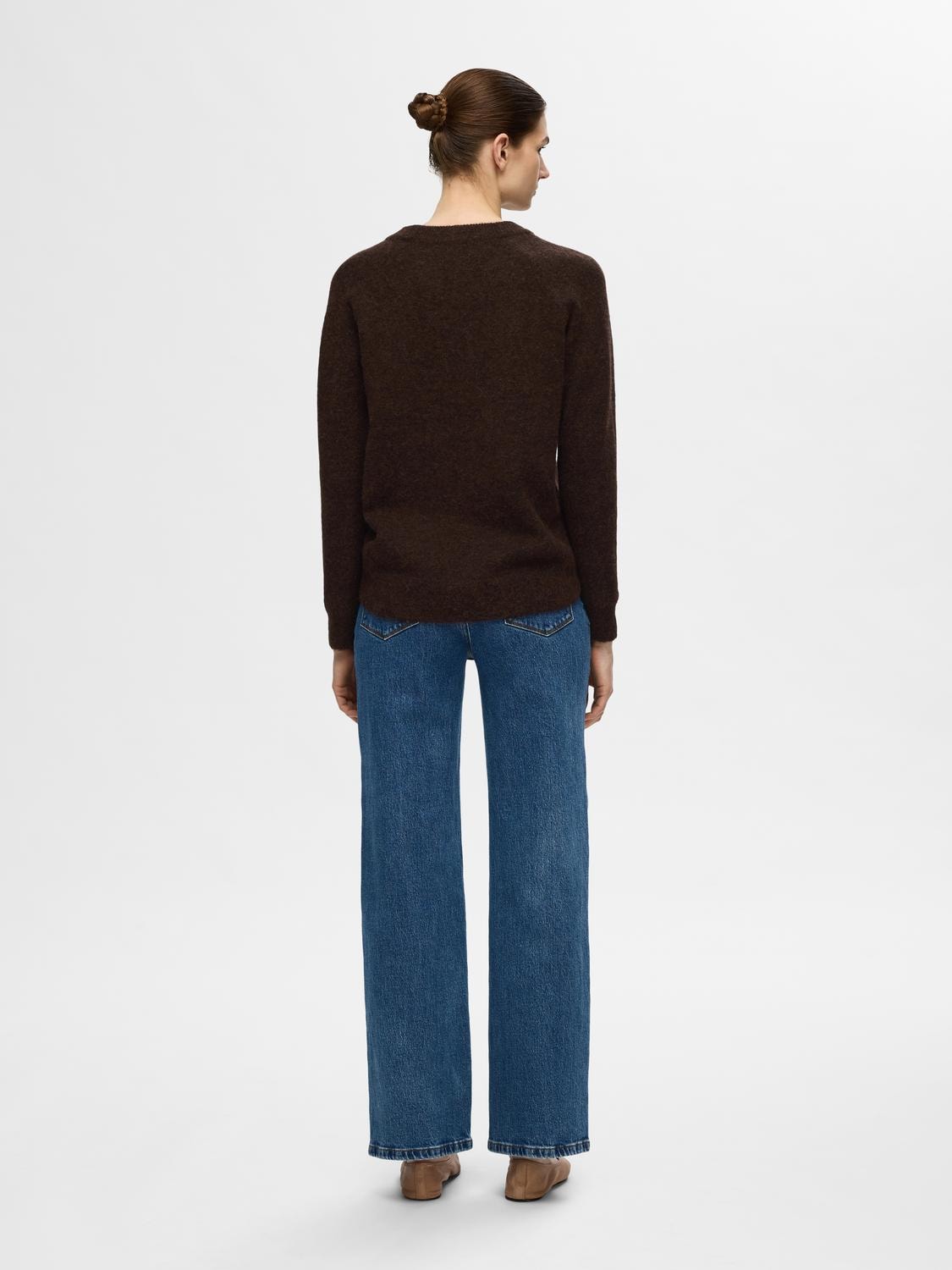 Lulu Ls Knit O-Neck - Coffee Bean Melange