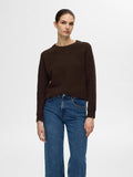 Lulu Ls Knit O-Neck - Coffee Bean Melange