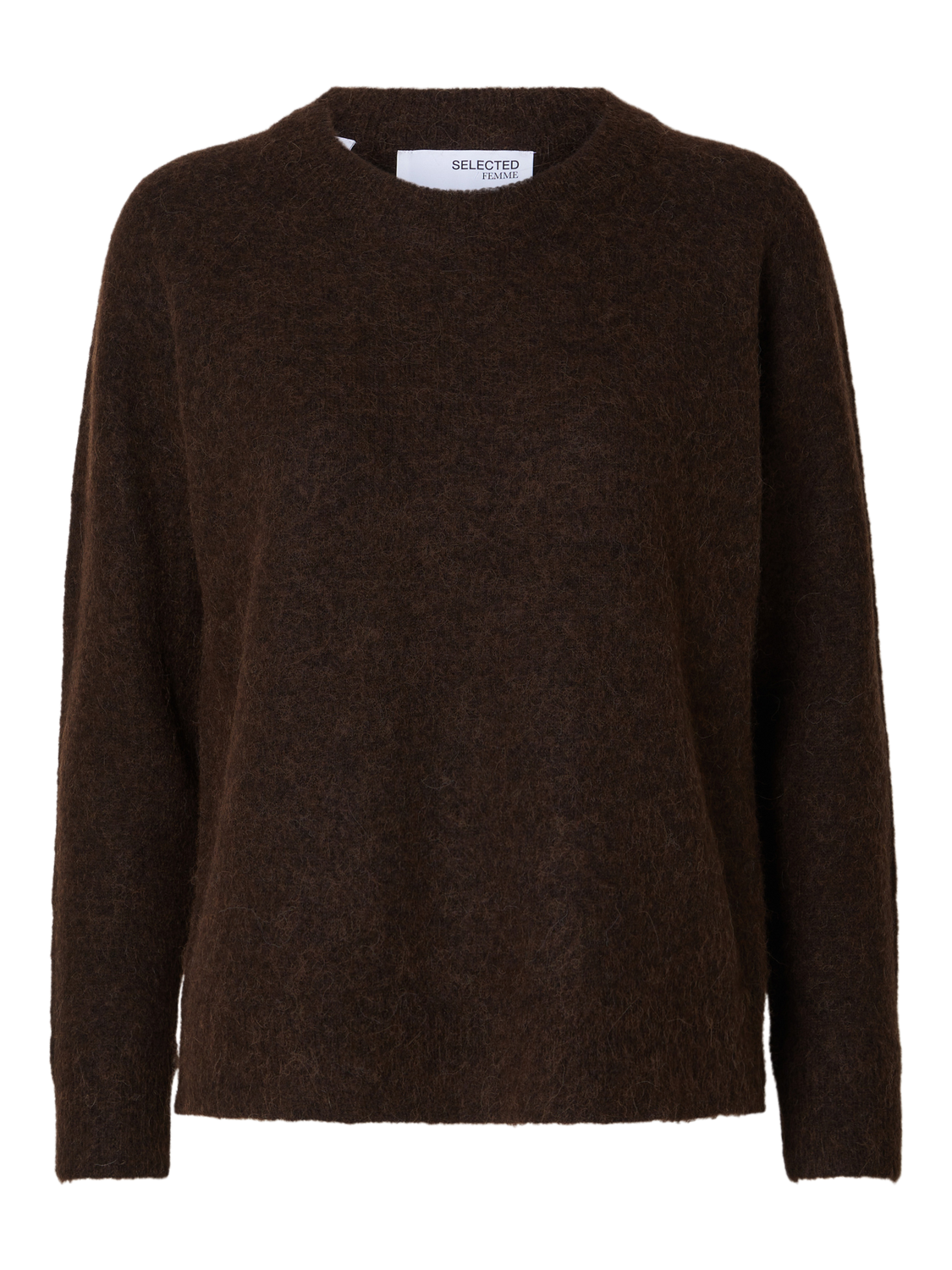 Lulu Ls Knit O-Neck - Coffee Bean Melange