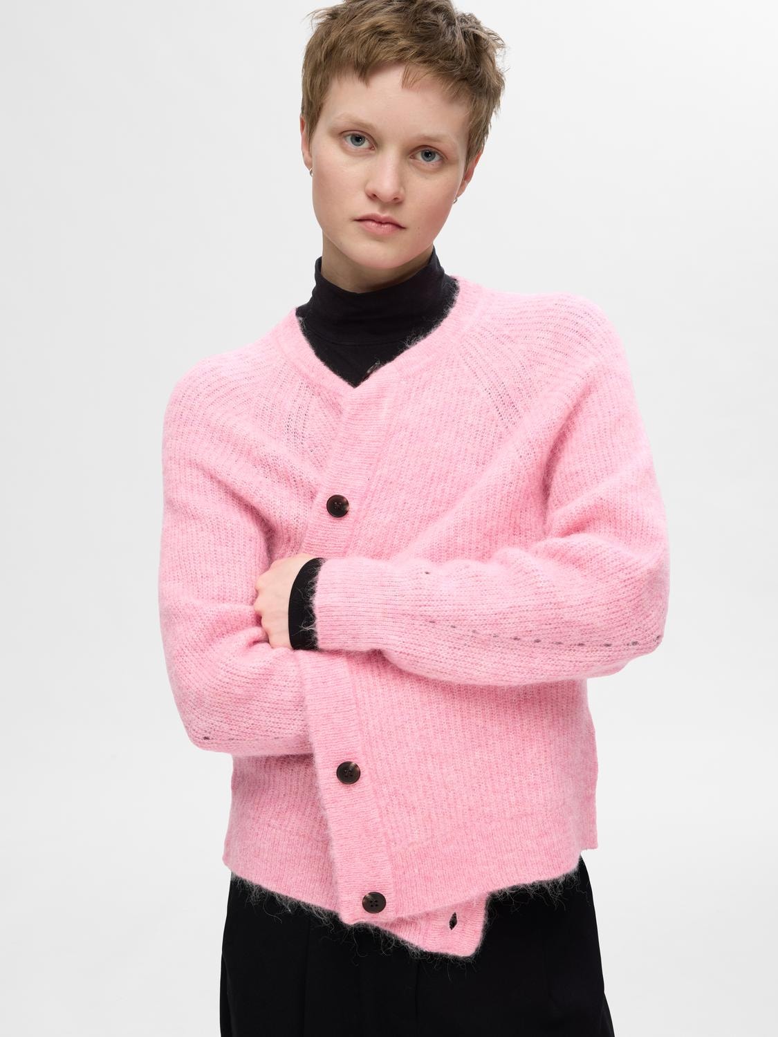 Lulu Ls Knit Short Cardigan - Peony Melange