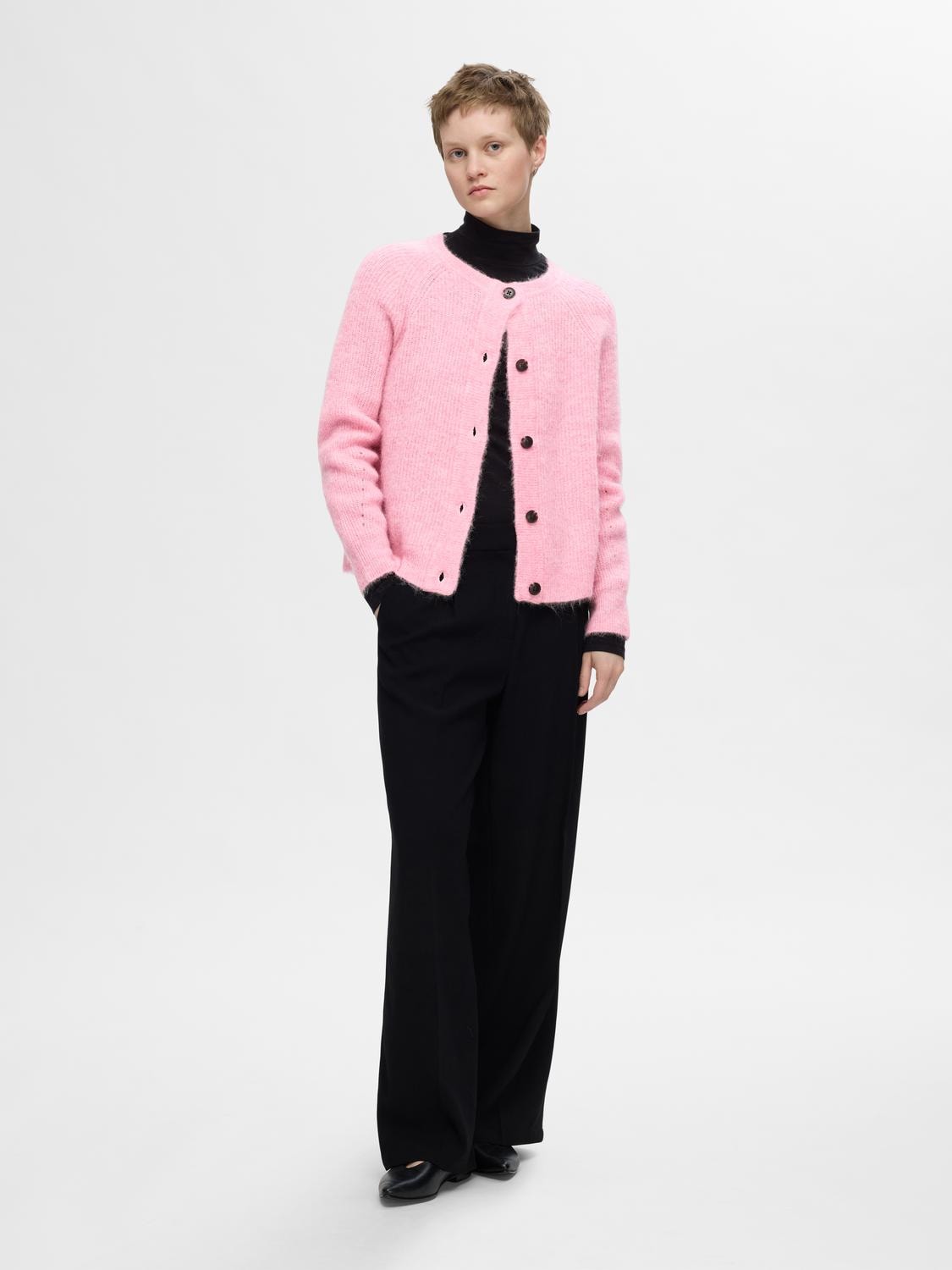 Lulu Ls Knit Short Cardigan - Peony Melange