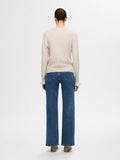 Lulu Ls Knit Frill Cuff O-Neck - Birch Melange