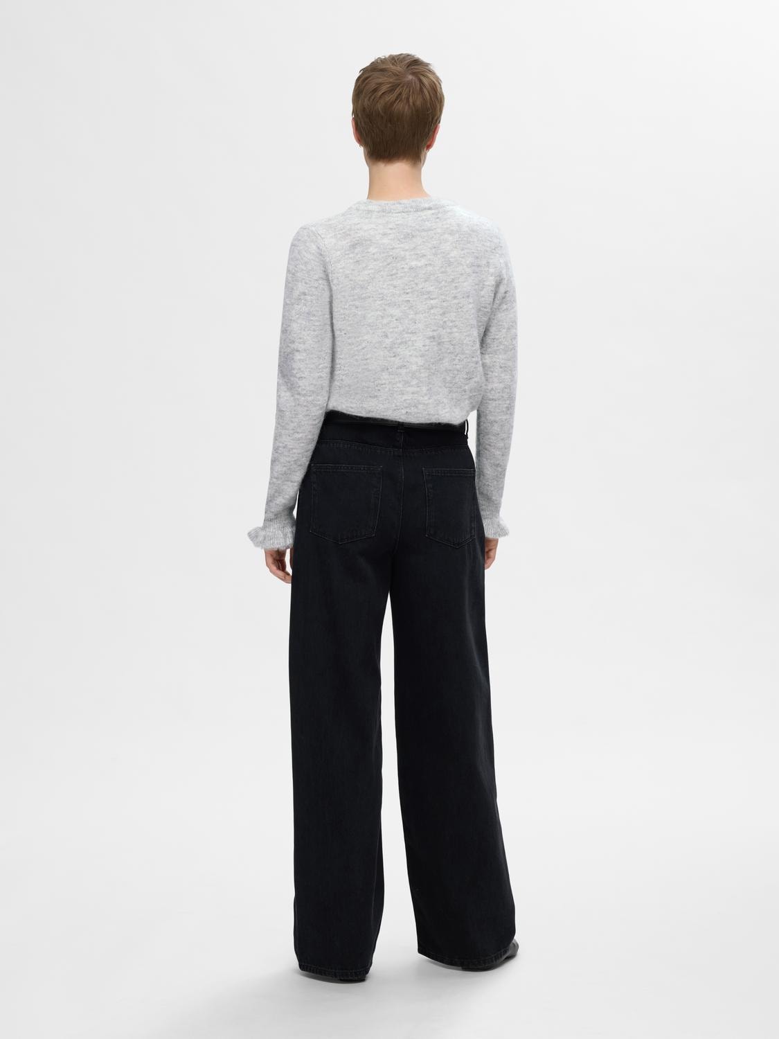 Selected Femme Lulu Stickad Tröja - Ljusgrå Melange