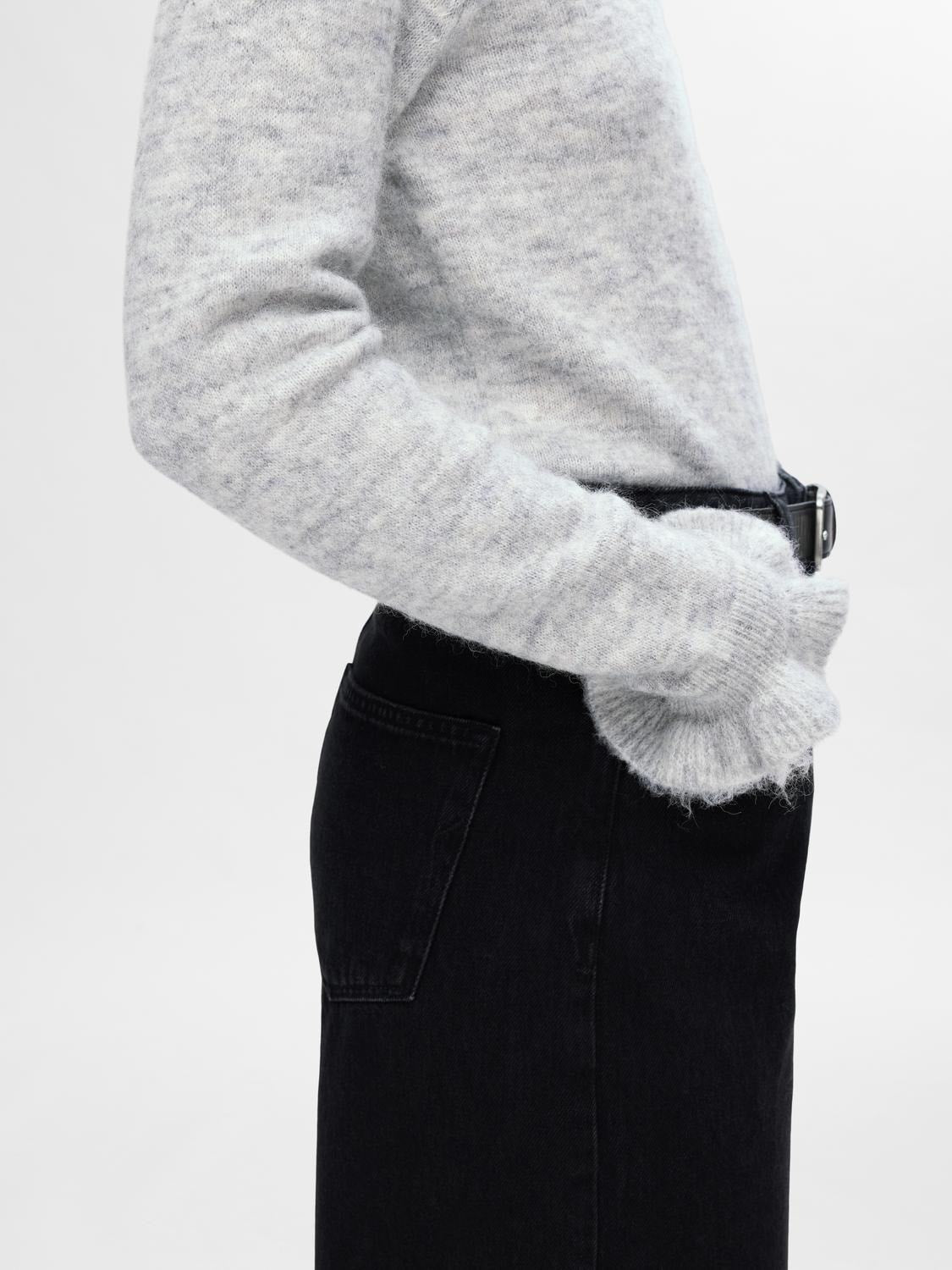 Selected Femme Lulu Stickad Tröja - Ljusgrå Melange