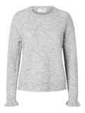 Selected Femme Lulu Stickad Tröja - Ljusgrå Melange