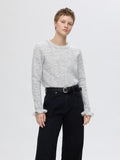 Selected Femme Lulu Stickad Tröja - Ljusgrå Melange