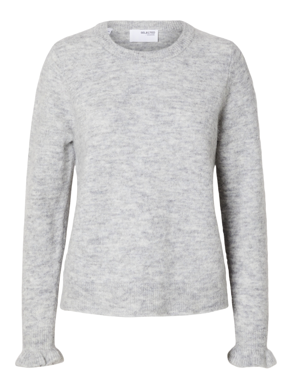 Selected Femme Lulu Stickad Tröja - Ljusgrå Melange