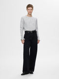 Selected Femme Lulu Stickad Tröja - Ljusgrå Melange
