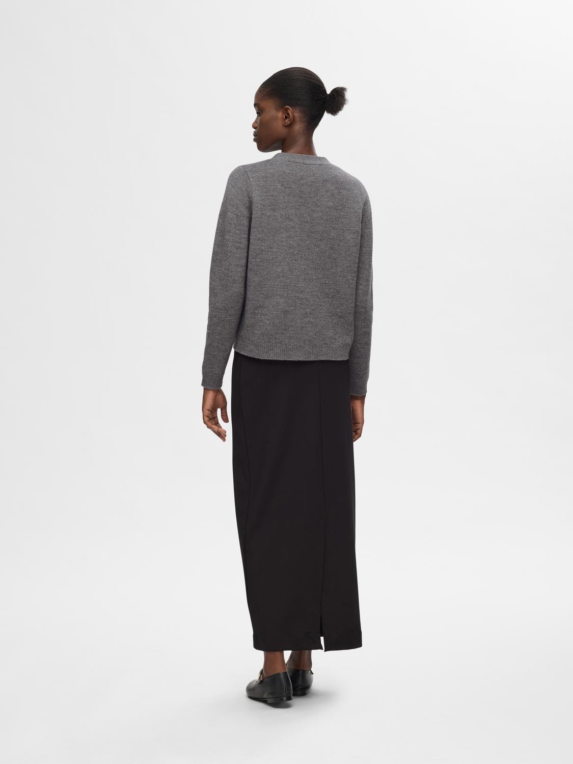 Ana Ls Knit Cardigan - Medium Grey Melange