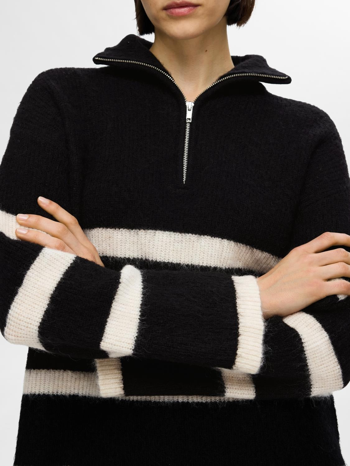 Maline LS Knit Half Zip - Black Birch