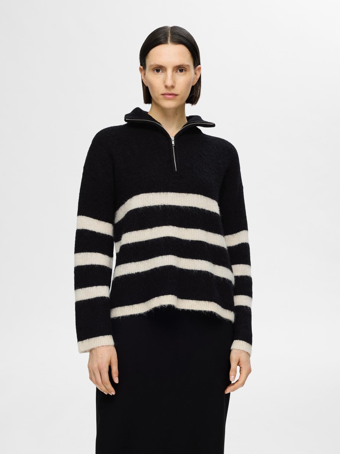 Maline LS Knit Half Zip - Black Birch