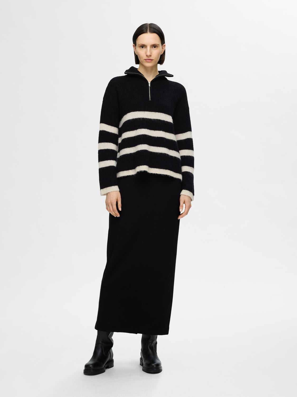 Maline LS Knit Half Zip - Black Birch