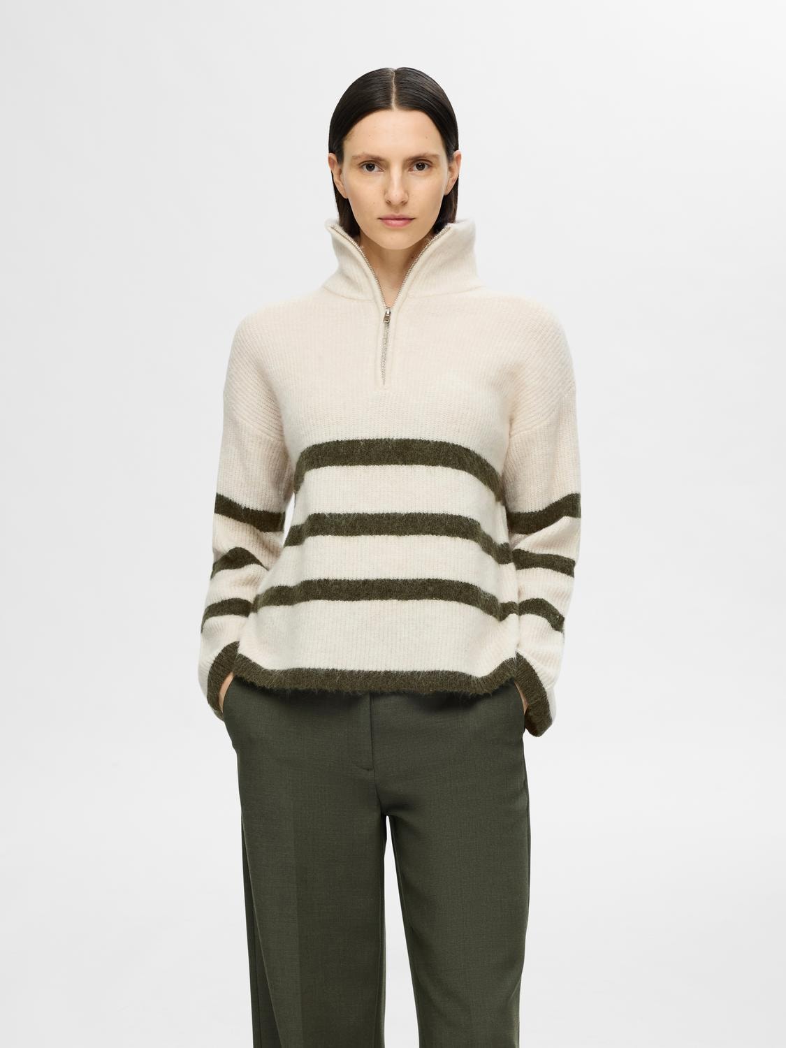 Maline LS Knit Half Zip - Birch Kalamata