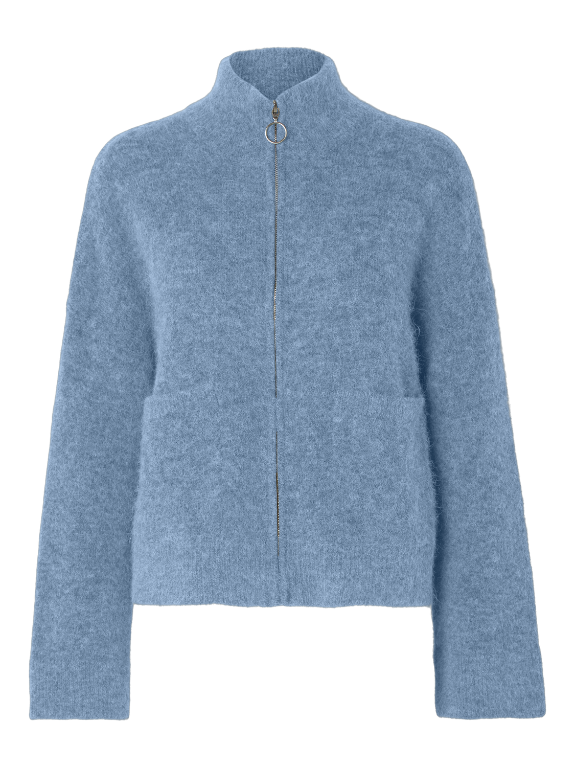 Sia Ras Ls Knit Zipper Kofta - Endless Sky Melange