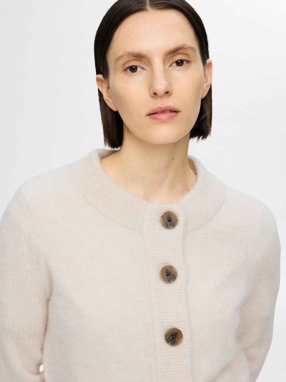 Sia Ras LS Knit Cardigan - Birch Melange