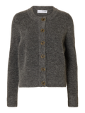 Sia Ras Ls Knit Cardigan - Medium Grey Melange
