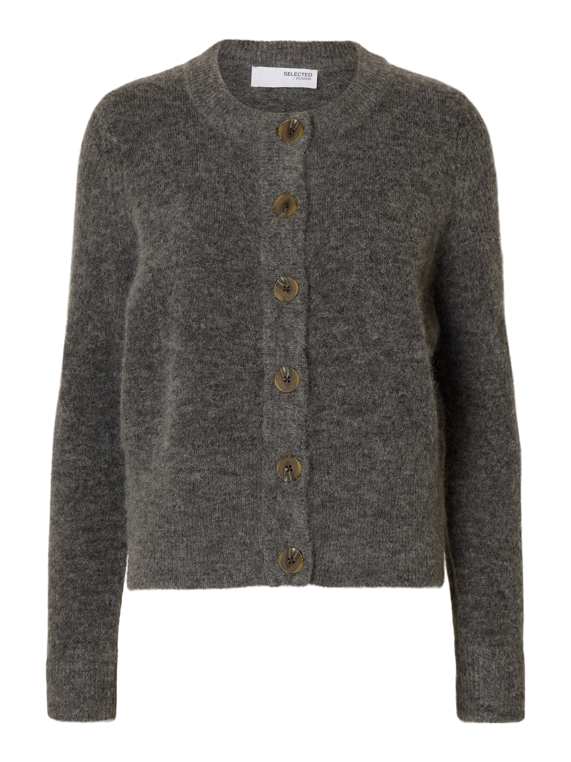 Sia Ras Ls Knit Cardigan - Medium Grey Melange
