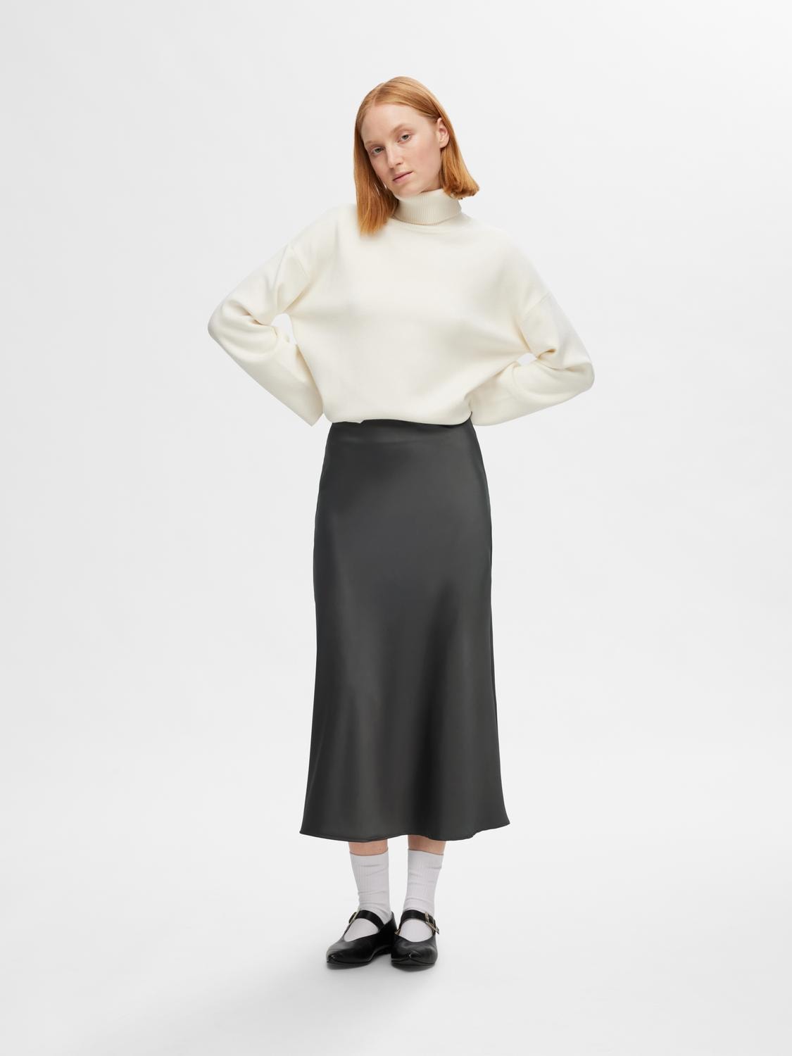 Lena Hw Midi Skirt - Volcanic Ash