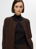 Lulu Ls Knit Short Cardigan - Coffee Bean Melange
