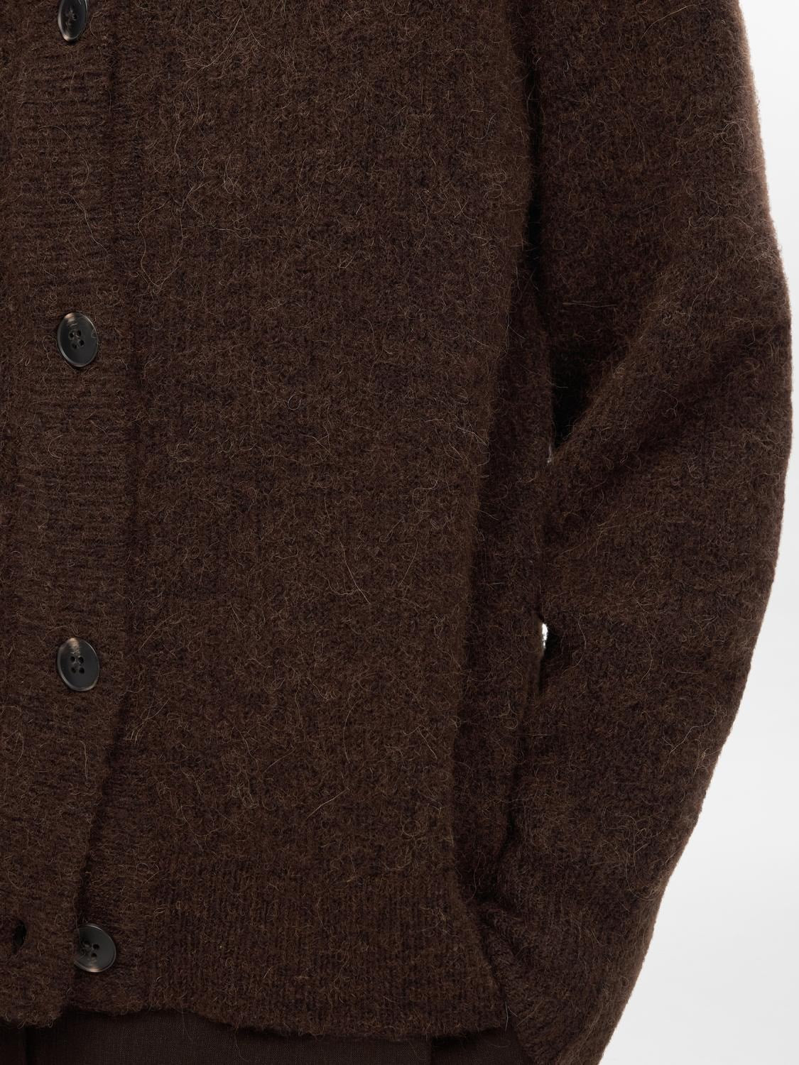 Lulu Ls Knit Short Cardigan - Coffee Bean Melange
