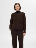 Lulu Ls Knit Short Cardigan - Coffee Bean Melange