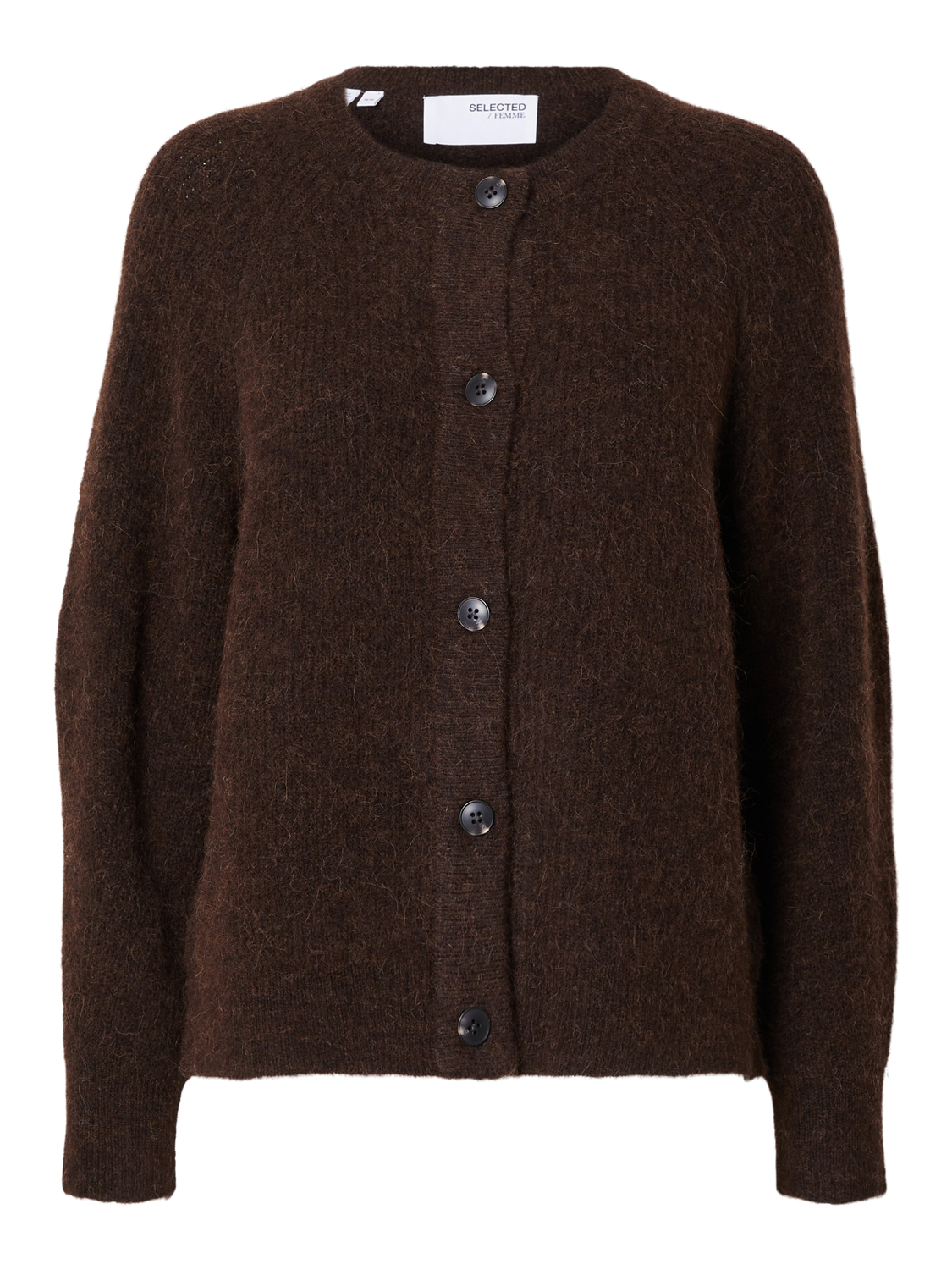 Lulu Ls Knit Short Cardigan - Coffee Bean Melange