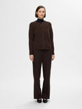 Lulu Ls Knit Short Cardigan - Coffee Bean Melange