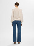Lulu Ls Knit Rib O-Neck - Birch Melange