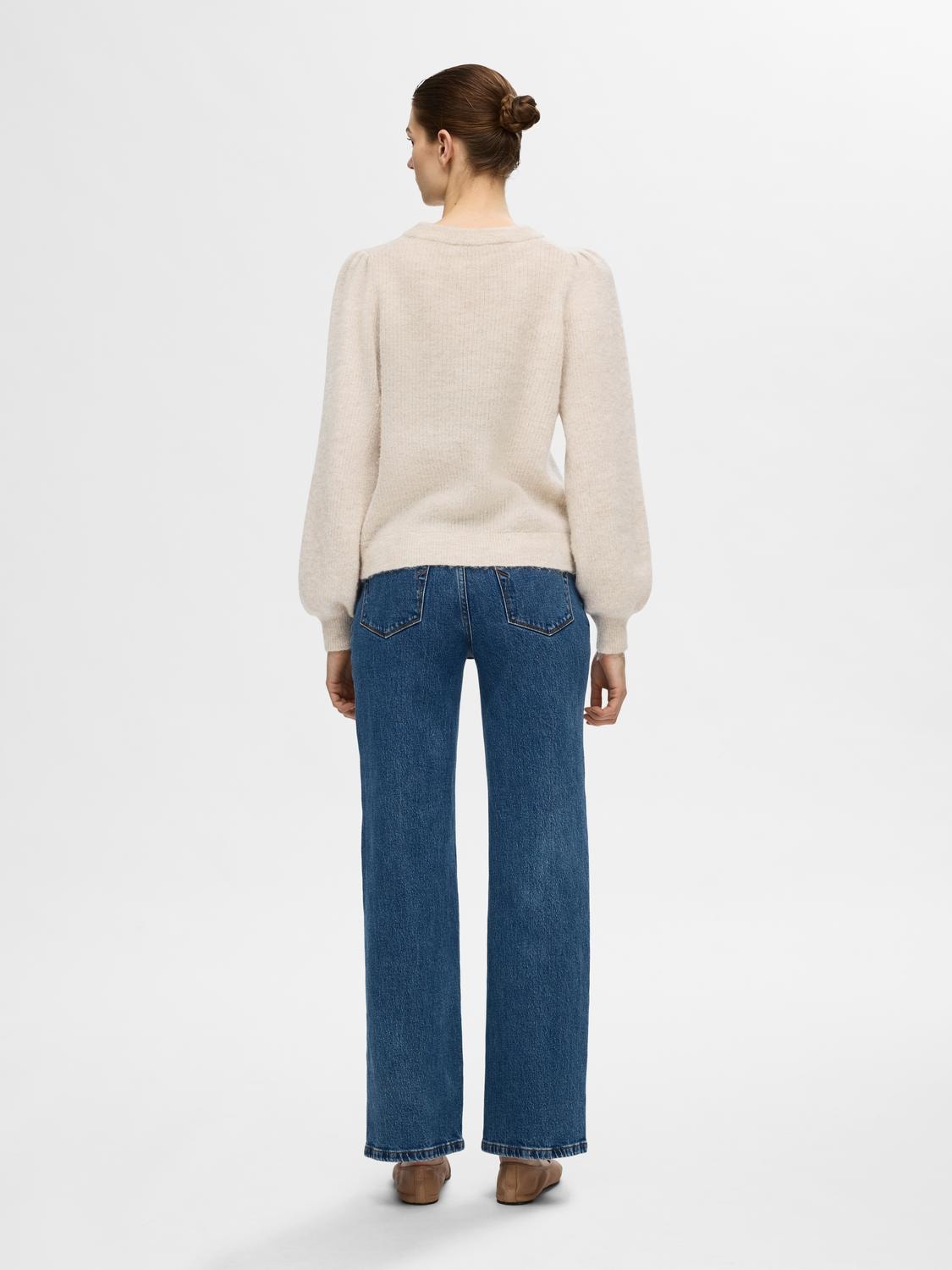 Lulu Ls Knit Rib O-Neck - Birch Melange