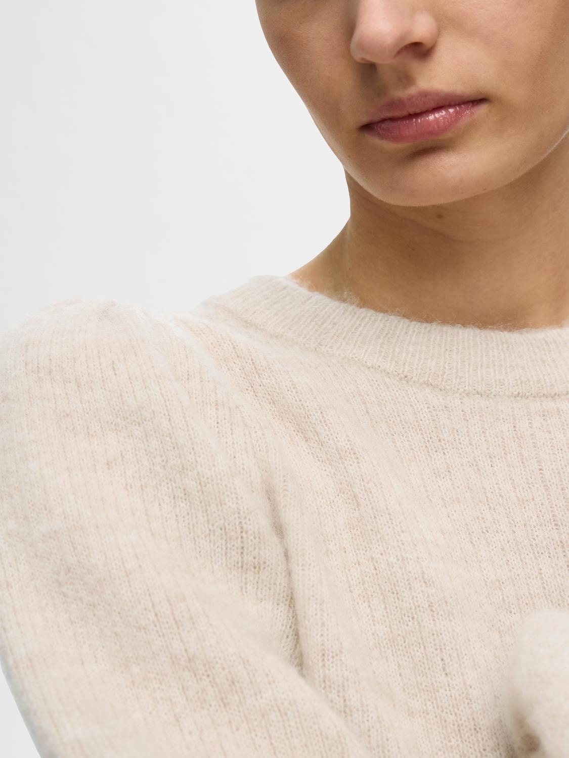 Lulu Ls Knit Rib O-Neck - Birch Melange