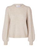 Lulu Ls Knit Rib O-Neck - Birch Melange