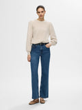 Lulu Ls Knit Rib O-Neck - Birch Melange