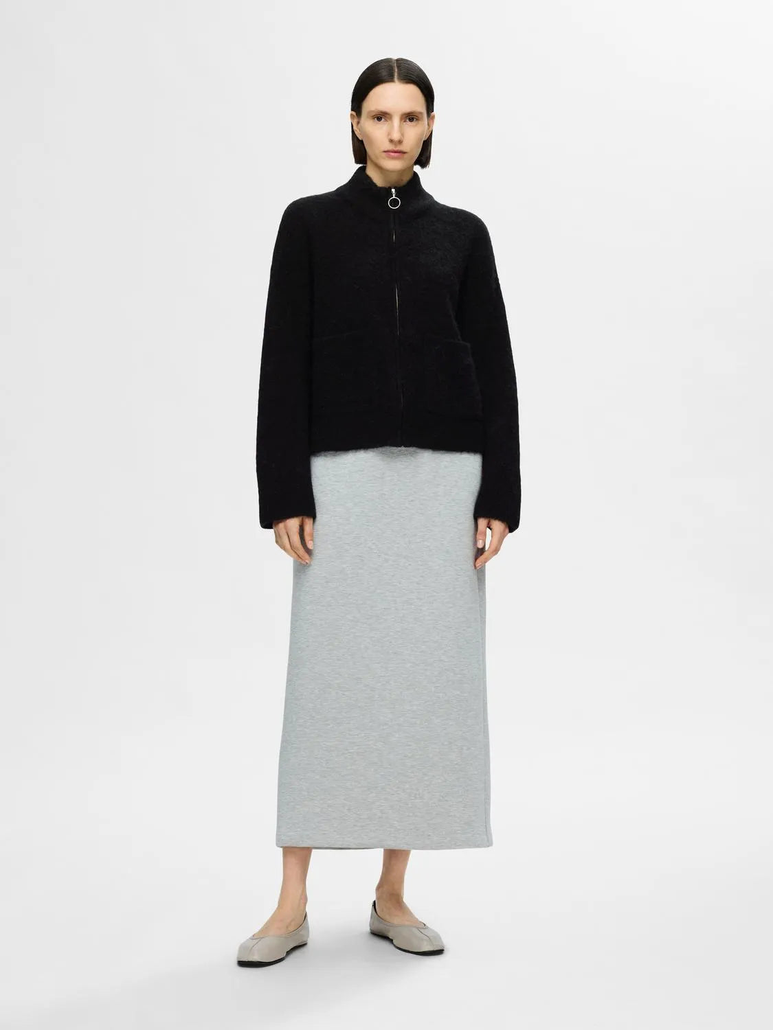 Sia Ras Ls Knit Zipper Kofta - Svart