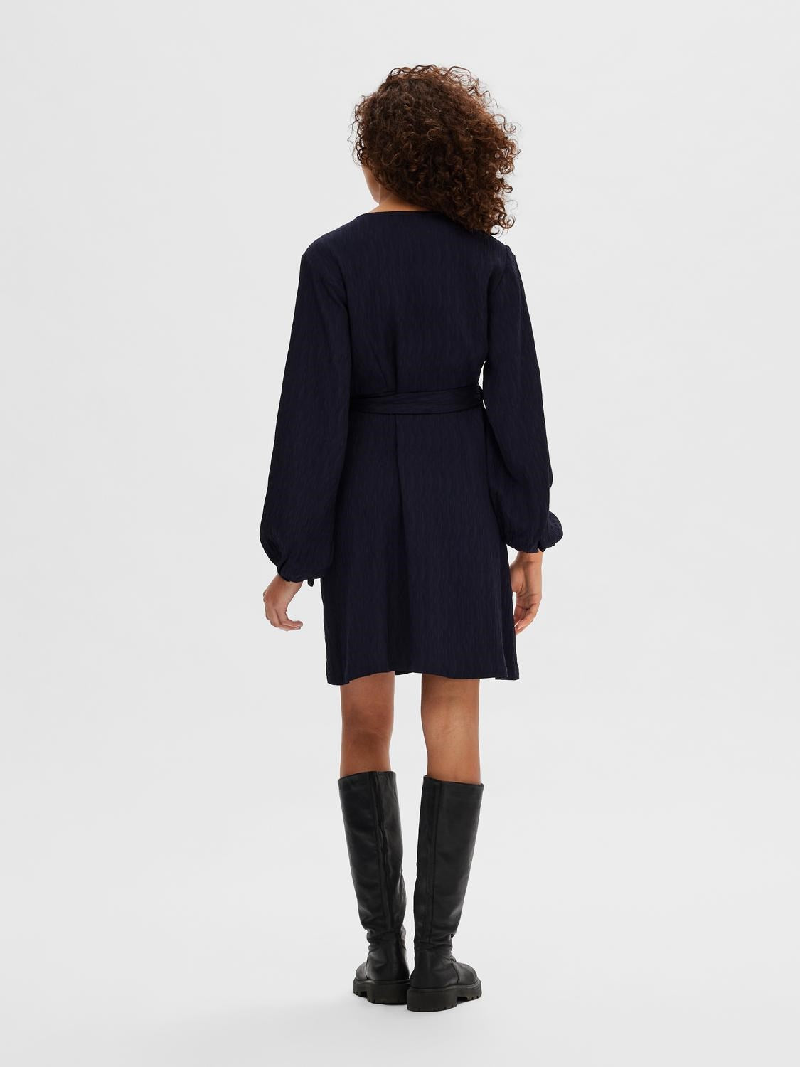 Quinn Ls Short Wrap Dress At - Dark Sapphire