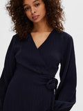 Quinn Ls Short Wrap Dress At - Dark Sapphire