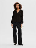 Percy Ls V-Neck Top At - Black