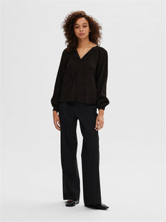 Percy Ls V-Neck Top At - Black