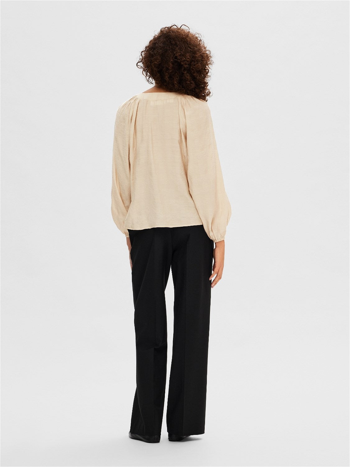 Percy Ls V-Neck Top At - Birch
