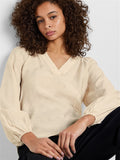 Percy Ls V-Neck Top At - Birch
