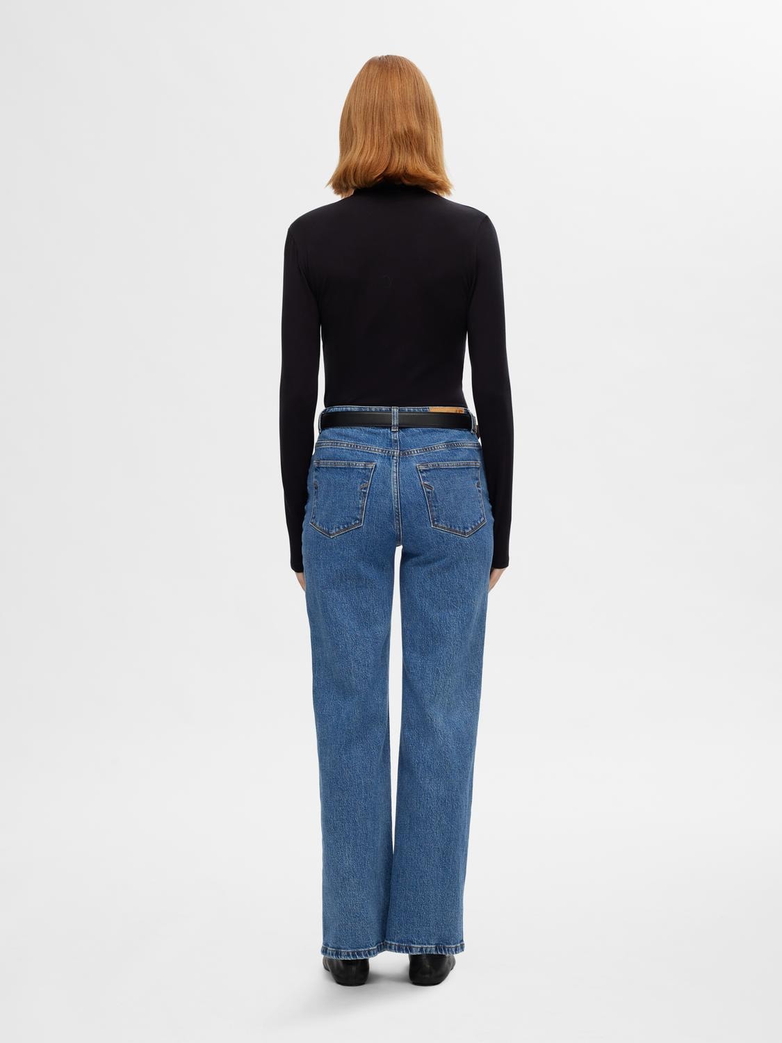 Alice Hw Wide Long Wing Jeans - Medium Blue Denim
