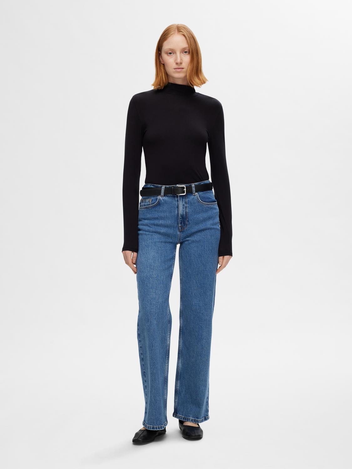 Alice Hw Wide Long Wing Jeans - Medium Blue Denim
