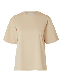 Lisa Hankie Ss O-Neck Tee - Oatmeal