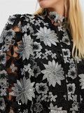 Silja Ls Embroidery Short Dress Multi - Black Multi Color Silver