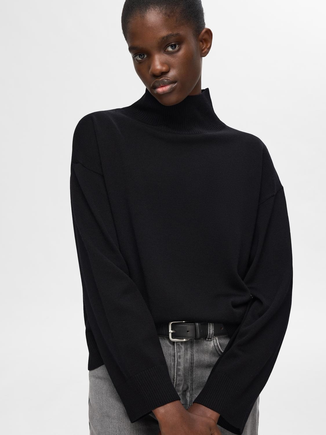 Hella Ls Knit High Neck - Black