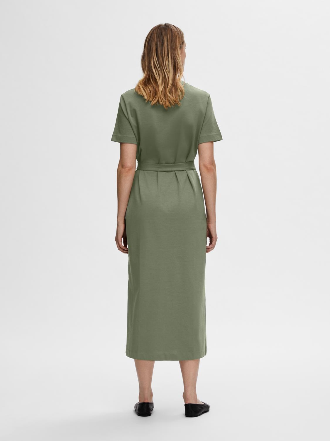 Essential Ss Ankle Tee Dress - Olivine