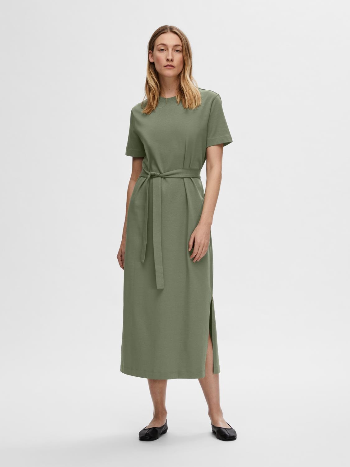 Essential Ss Ankle Tee Dress - Olivine