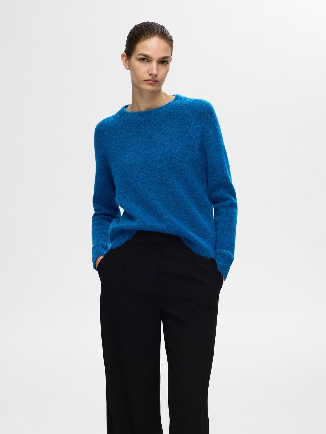 Lulu Ls Knit O-Neck - Super Sonic Melange