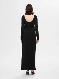 Marwa Ls Deep Back Ankle Dress - Black