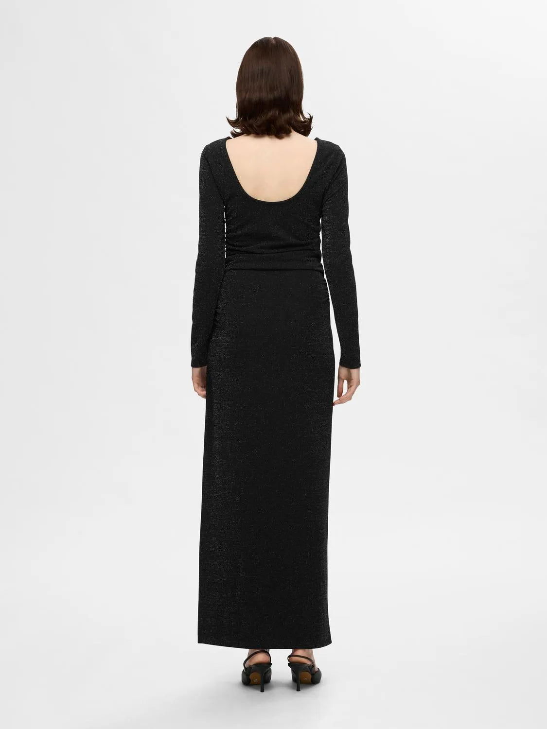 Marwa Ls Deep Back Ankle Dress - Black